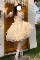 BXOXO - Apricot Multi-layer Annie's Tea Party Ruffle Hanayome Sweet Lolita Jsk Dress