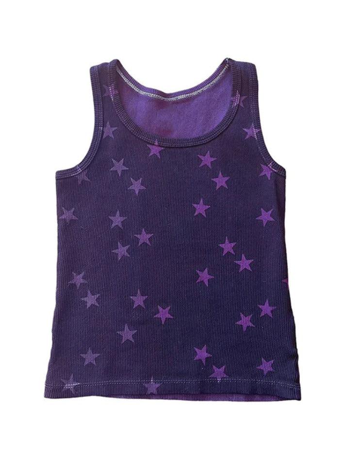 Star Print Embellished Crop Tank Top