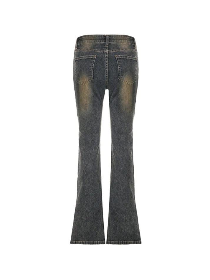 Street Distressed Low Rise Flare Jeans