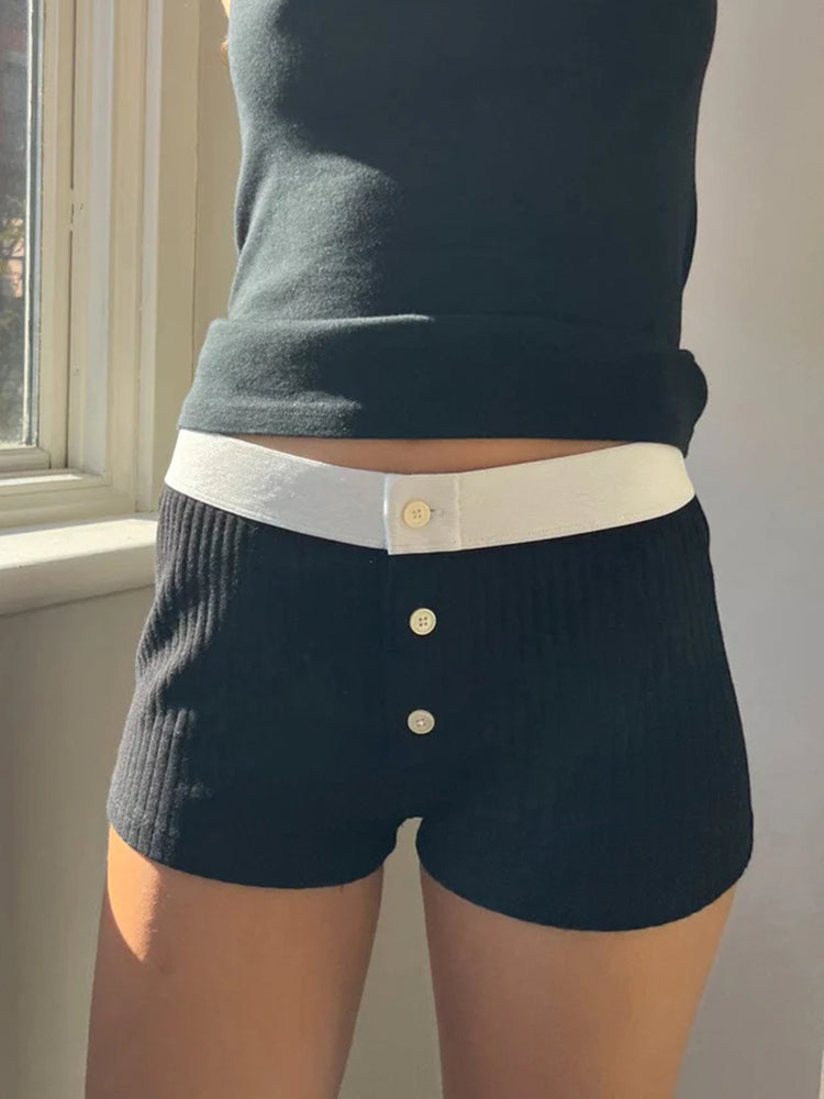 BXOXO - summer inspo Basic Button Up Low Waist Slim Summer Shorts Women
