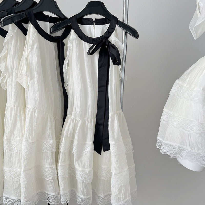 BXOXO - summer inspo Summer New Lace-up A-line Dress Temperament Elegant Halter Dress Women Sweet Sleeveless Dress Ladies Vestidos