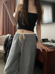 BXOXO Vintage Y2k Women Plaid Pants Harajuku Sweet Lace Wide Leg Straight Pants Preppy Korean Style Checked Trousers Retro