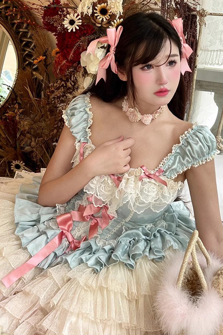 BXOXO - Love God Girl Romantic Ballet Style Multi-layer Ruffle Sweet Princess Lolita Dress 2 Colors