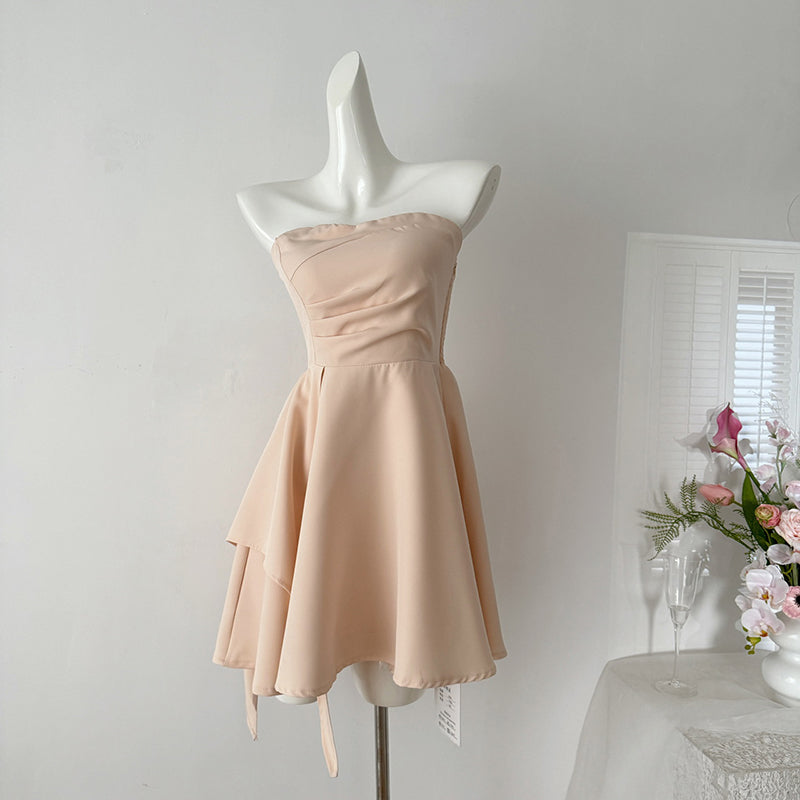 BXOXO - summer inspo Women Summer New Off Shoulder Strapless Mini Dress Chic Irregular Sexy Club Backless Ruffle Edge Short Dress