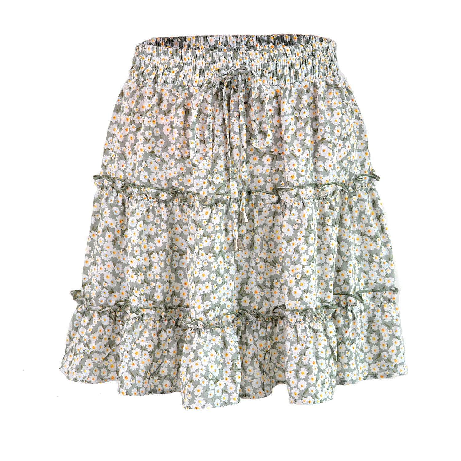 summer outfits inspo Summer Women's High Waist Ruffled Floral Skirt A- line Short Skirt Female Temu