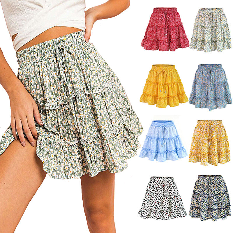 summer outfits inspo Summer Women's High Waist Ruffled Floral Skirt A- line Short Skirt Female Temu