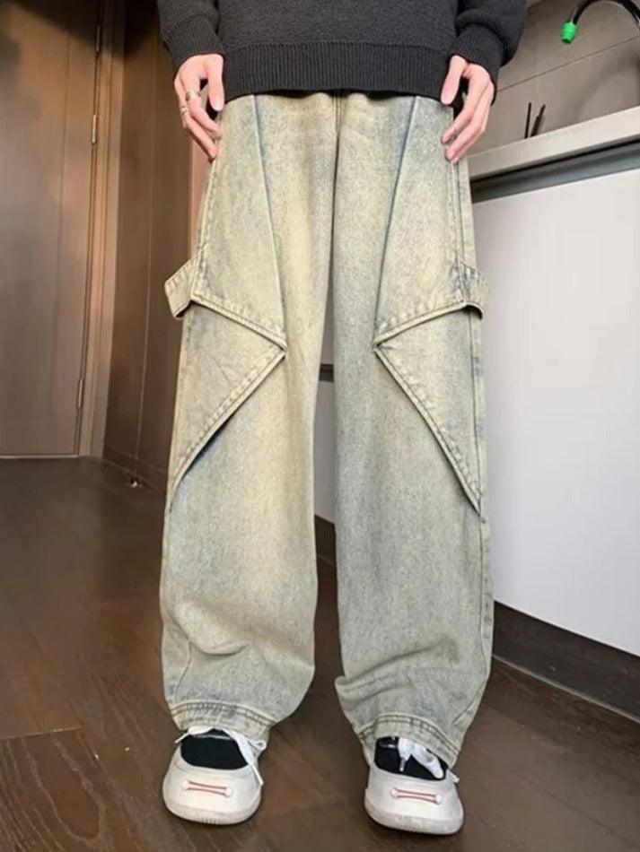 Vintage Distressed Splice Loose Jeans