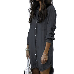 men’s fall fashion Factory Direct Sales Women's Denim Shirt Slim Slimming Long Sleeve Shirt Dress Women's