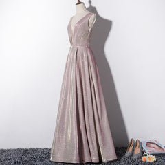 pink dress Evening Dress for Women 2024 Summer New Fashion Elegant Slimming Long V-neck Banquet Host Simple Elegant Dress