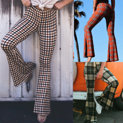 fall fashion Autumn and Winter New Slim-Fit Micro-Pull Plaid Trousers Supply