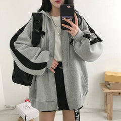 outfit ideas for school Harajuku Style BF Coat for Women Spring and Autumn New Autumn and Winter Versatile Loose Korean Style Thin Sweater Fleece-lined Women's Ins Fashion