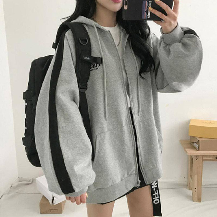 outfit ideas for school Harajuku Style BF Coat for Women Spring and Autumn New Autumn and Winter Versatile Loose Korean Style Thin Sweater Fleece-lined Women's Ins Fashion