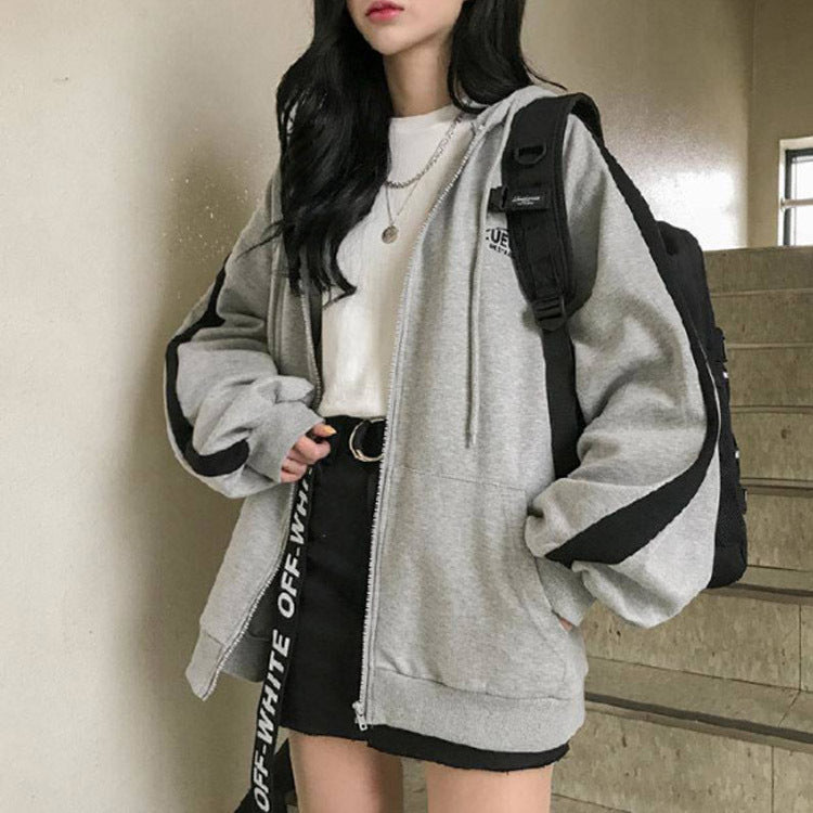 outfit ideas for school Harajuku Style BF Coat for Women Spring and Autumn New Autumn and Winter Versatile Loose Korean Style Thin Sweater Fleece-lined Women's Ins Fashion