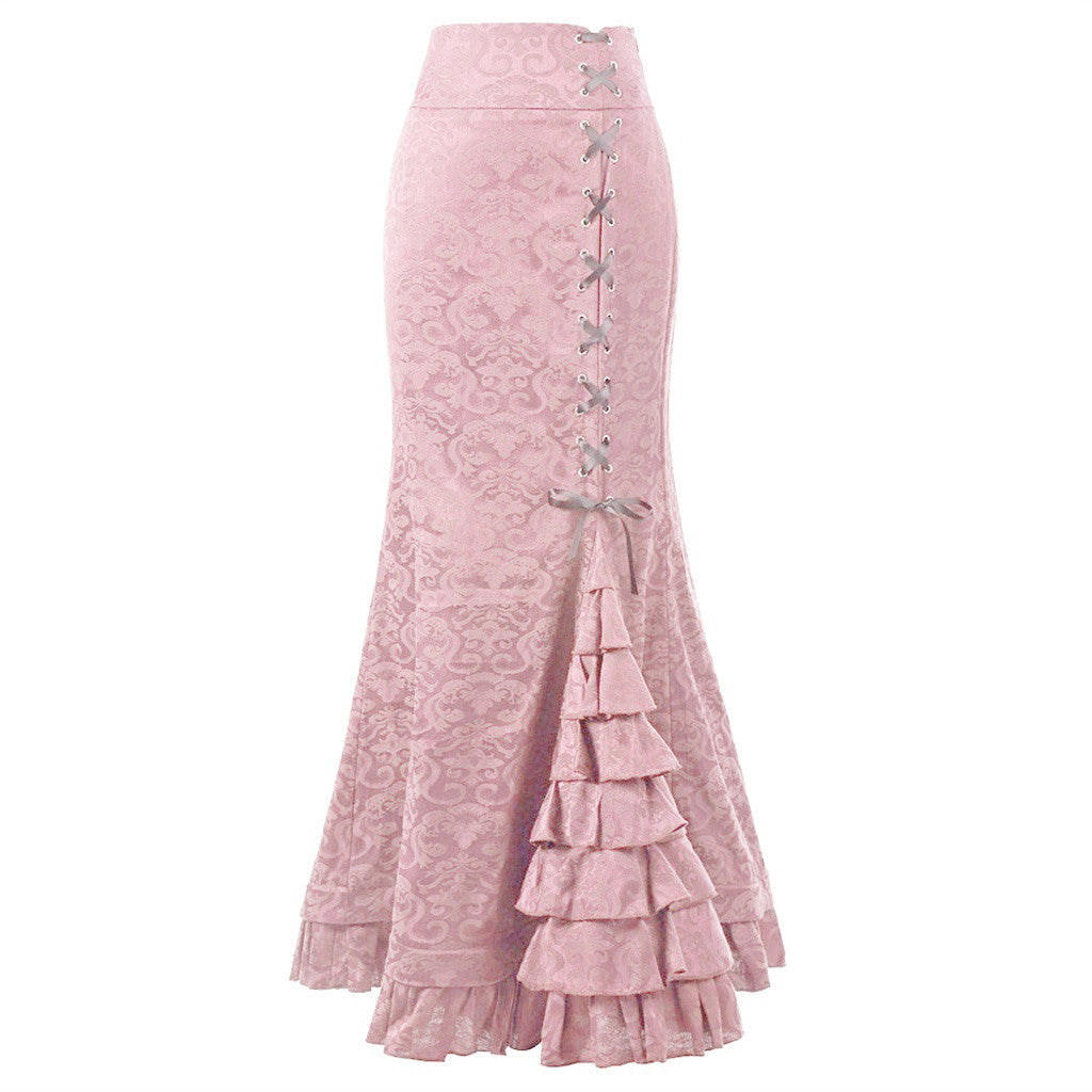 90s streetwear Million Halloween Jacquard Fishtail Skirt Steampunk Vintage Skirt Gothic Skirt Victoria Maxi Skirt