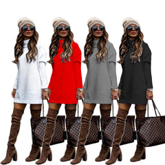 women’s fall fashion Autumn and Winter Women's Knitted plus Size Long-Sleeved T-shirt Dress