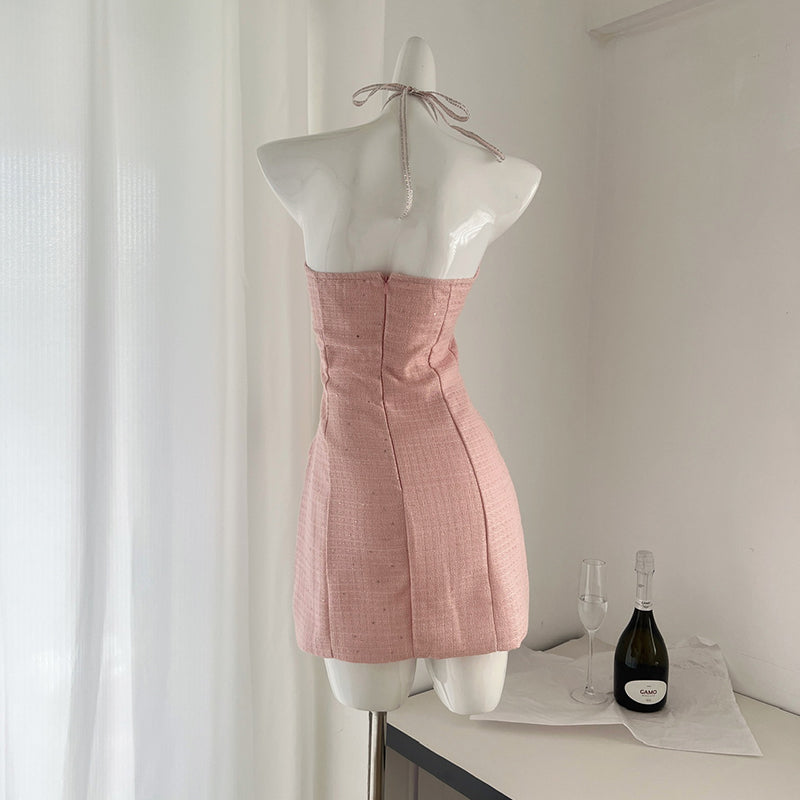 BXOXO - summer inspo Women Summer Sexy Backless Halter Dress Off Shoulder Slim Fit Sexy Bodycon Mini Dress Elegant Club Party Dress