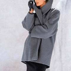 suede jacket outfit Hot Selling Women's Fashion Autumn and Winter Coat Multi-Color round Neck Loose Hooded Coat Woolen Overcoat