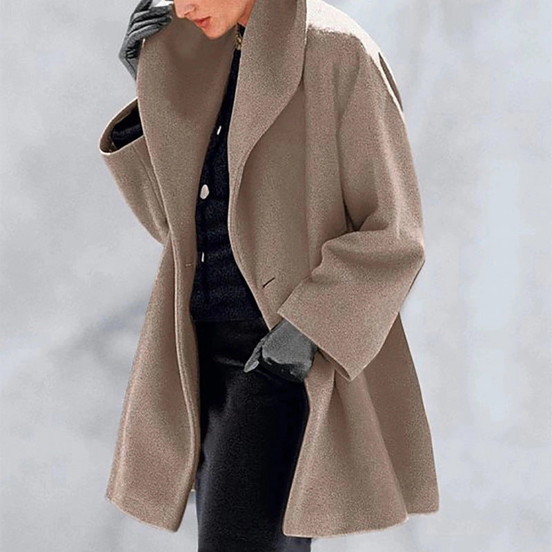 suede jacket outfit Hot Selling Women's Fashion Autumn and Winter Coat Multi-Color round Neck Loose Hooded Coat Woolen Overcoat