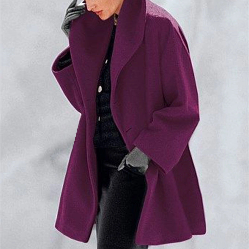 suede jacket outfit Hot Selling Women's Fashion Autumn and Winter Coat Multi-Color round Neck Loose Hooded Coat Woolen Overcoat