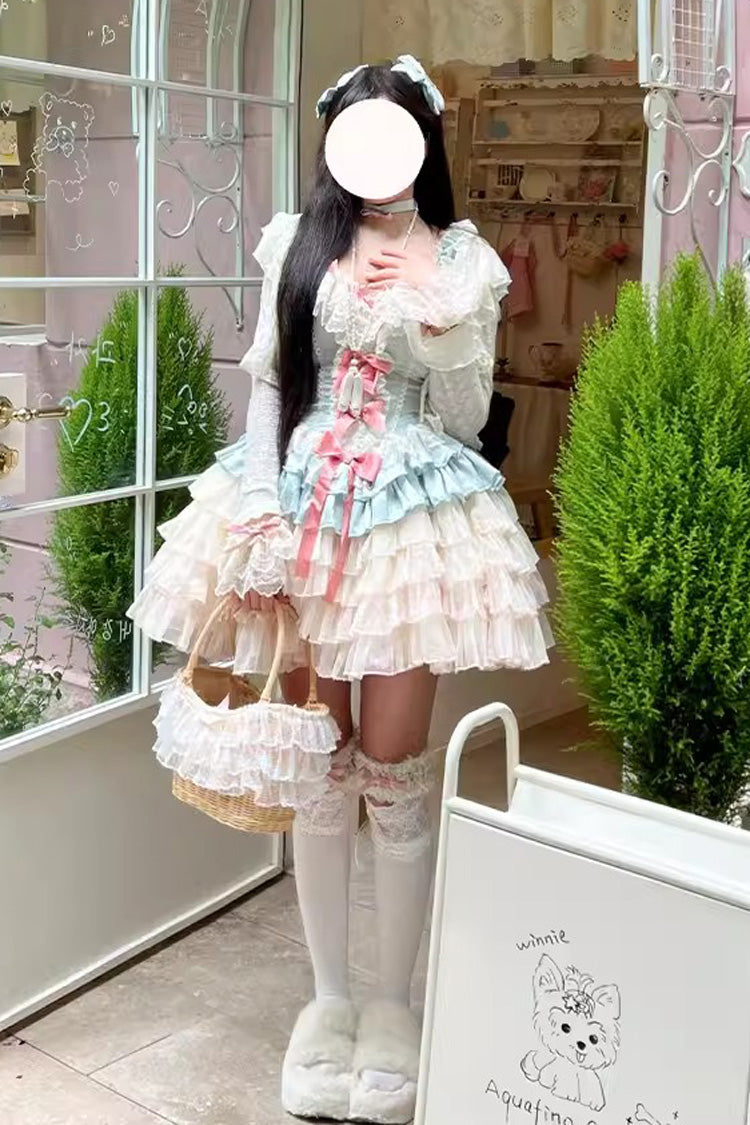 BXOXO - Love God Girl Romantic Ballet Style Multi-layer Ruffle Sweet Princess Lolita Dress 2 Colors