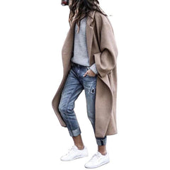 outfit inspo fall Autumn and Winter New Women's Casual Long Solid Color Warm Woolen Coat