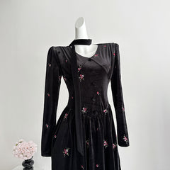 BXOXO - summer inspo Autumn And Winter New V-Neck Dress Female Waist Temperament Long Knitted Sweater Skirt French Vintage Elegant Dress