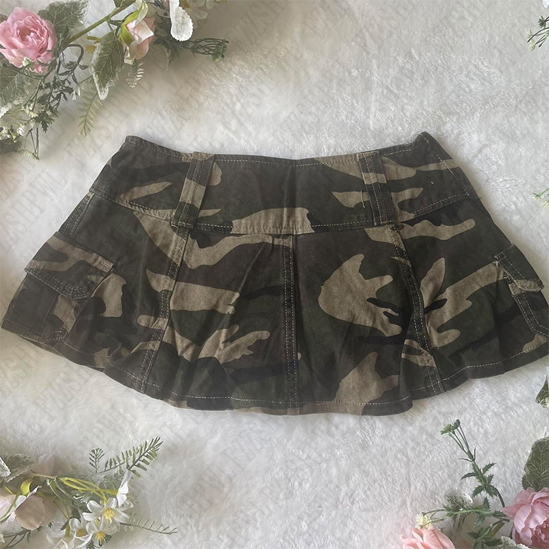 Bxoxo Hip-Hop Rock Women Skirt Y2K Streetwear Emo Girl vintage Harajuku Cute Bow Camouflage Gothic Punk Summer New Mini Sexy Hot Skirt