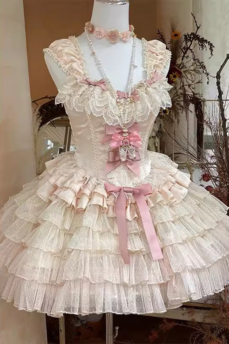 BXOXO - Love God Girl Romantic Ballet Style Multi-layer Ruffle Sweet Princess Lolita Dress 2 Colors