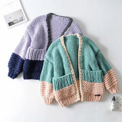 women’s fashion Autumn and Winter Thickened Loose Knitted Coat Women's Style Lazy Hand-Woven Ball Sweater