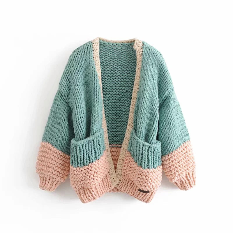 women’s fashion Autumn and Winter Thickened Loose Knitted Coat Women's Style Lazy Hand-Woven Ball Sweater
