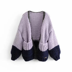 women’s fashion Autumn and Winter Thickened Loose Knitted Coat Women's Style Lazy Hand-Woven Ball Sweater