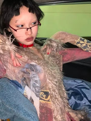 BXOXO Grunge Vintage Y2k Mesh Shirt Women Harajuku Japanese Tops Hippie Print Blouses Retro Streetwear 2000s Shirt Aesthetics