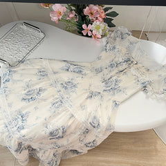 BXOXO - summer inspo Elegant Vintage Beach Long Dress Women Retro Floral Elegant Party Dresses Ladies Slim Short Sleeve Sweet Long Robe Vestidos
