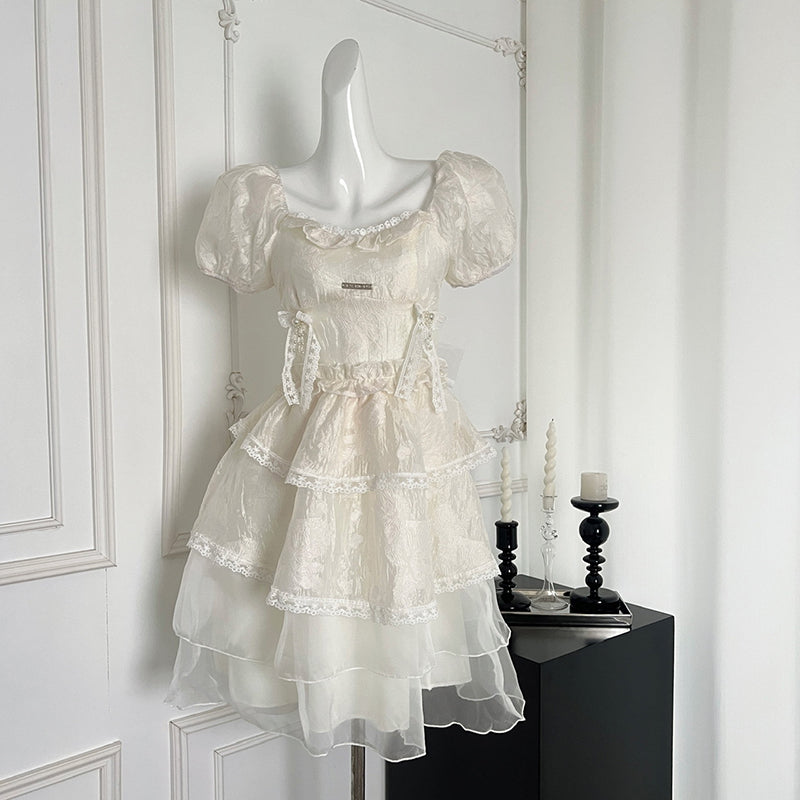BXOXO - summer inspo Sweet Mini Dress Vintage Korean Elegant Fashion Party Dress Women Fairy Princess Puff Sleeve Dress Summer 2025