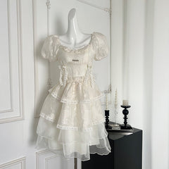 BXOXO - summer inspo Sweet Mini Dress Vintage Korean Elegant Fashion Party Dress Women Fairy Princess Puff Sleeve Dress Summer 2025
