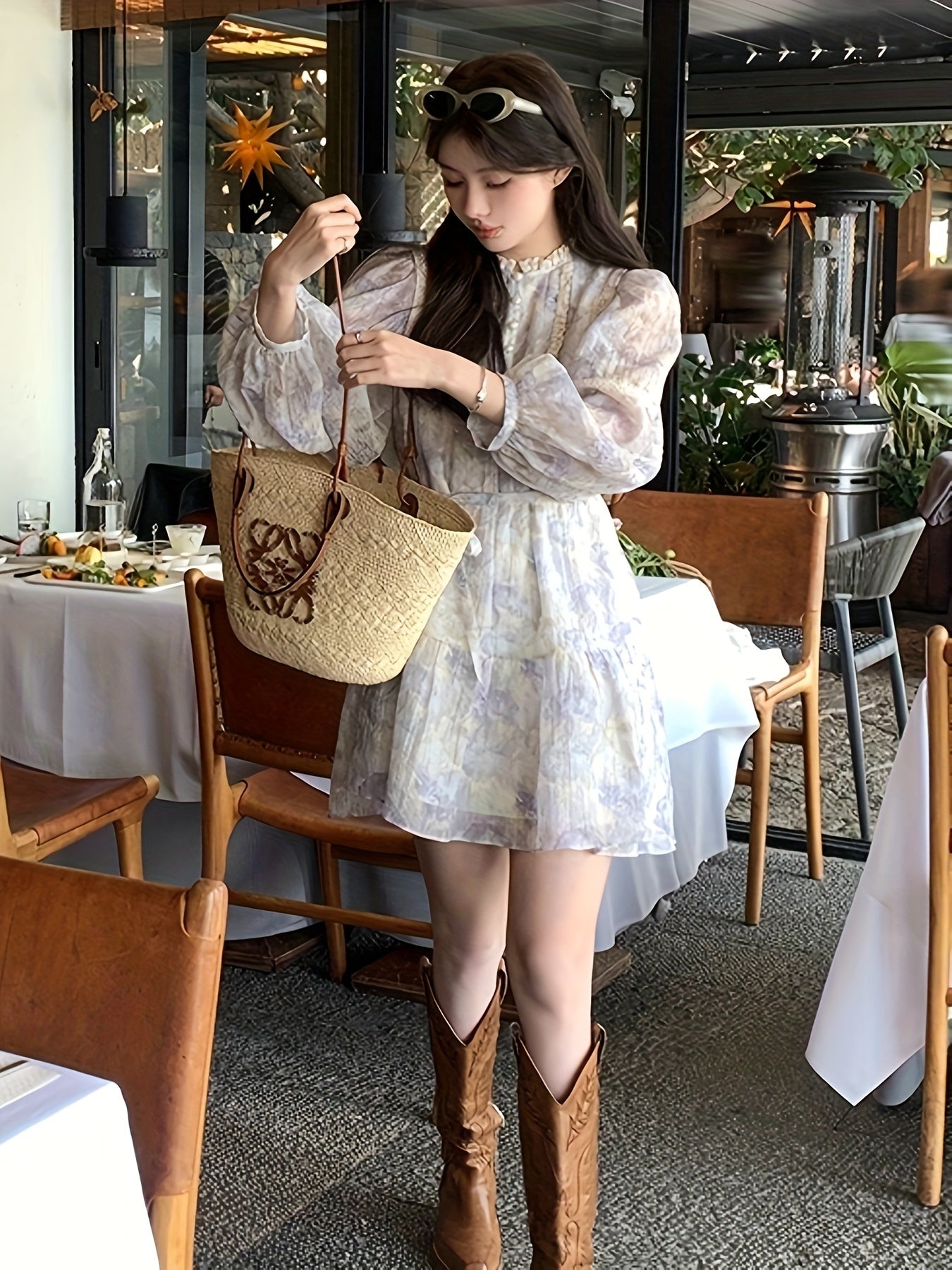 BXOXO [Feminine Spring French Retro Dress] Spring And Autumn Stitching French Retro Purple Dress Feminine Doll Skirt Gentle First Love Princess Skirt Tide