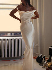 Satin Backless Tie Up Maxi Dress