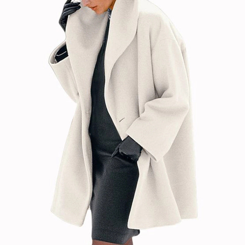 suede jacket outfit Hot Selling Women's Fashion Autumn and Winter Coat Multi-Color round Neck Loose Hooded Coat Woolen Overcoat