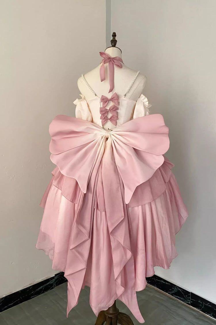 BXOXO - Gradient Pink Hanayome Hollow Bowknot Sweet Princess Lolita Dress