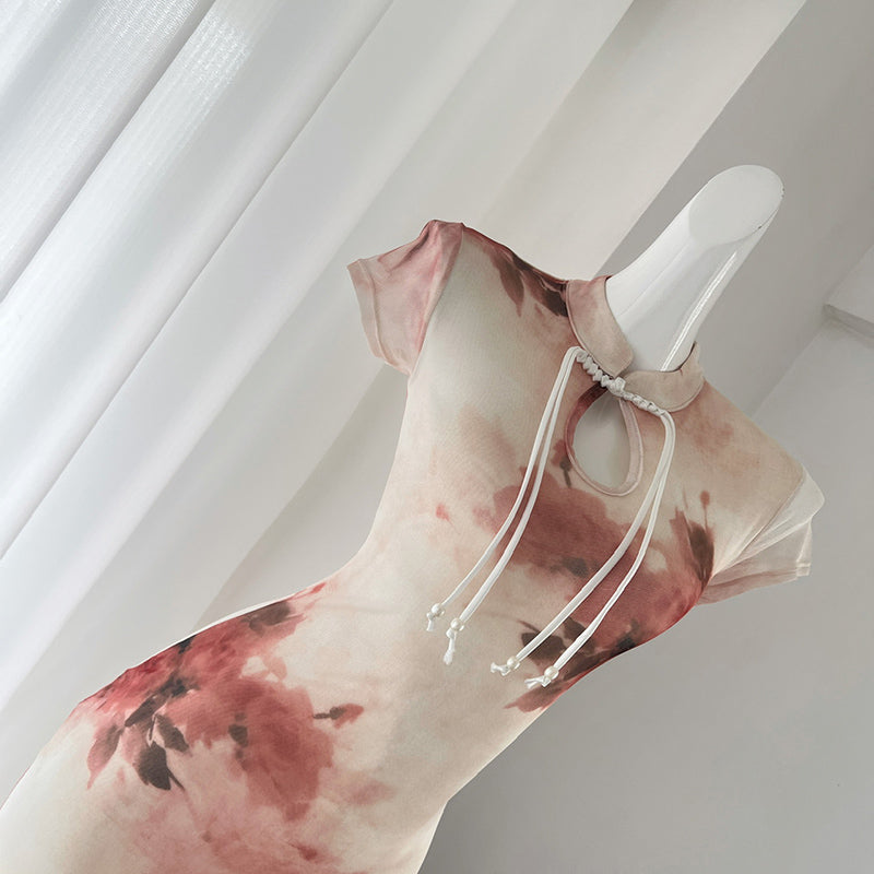 BXOXO - summer inspo Fashion Improved Cheongsams Sexy Embroider Qipao Split Hollow Out Vestidos Hem Chinese Style Dresses Women Summer New Dress