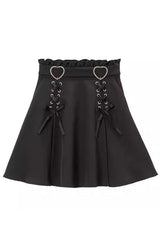 BXOXO - Heart Shape Decoration Bowknot Sweet Jirai Kei Skirt 2 Colors