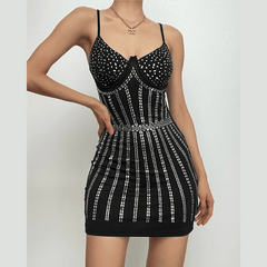 Beaded Backless Contrast Cami Mini Dress