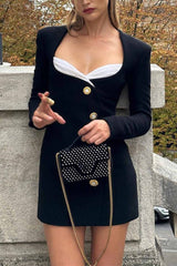 BXOXO - Button Up Long Sleeve Bodycon Dress