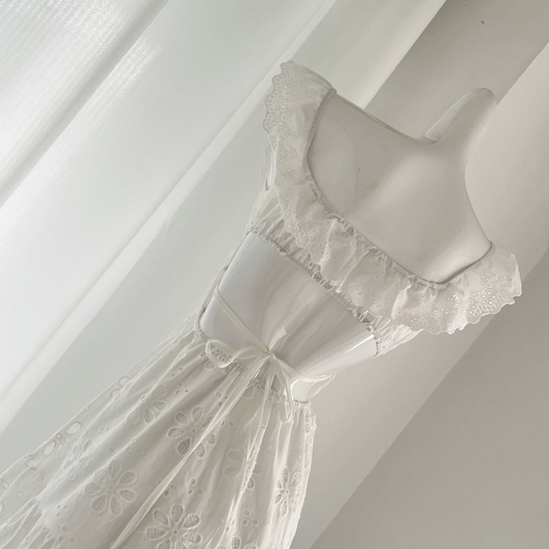 BXOXO - summer inspo Beach Style Ruffle Suspender Dress Women Fashion Sleevelss Backless Dresses 2025 Spring Summer New Elegant Temperament Dress