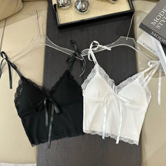 BXOXO Lace Sling Y2k Clothes Women Summer Crop Top Harajuku Backless Sexy Streetwear Body Tee 2000s Kawaii Tank Tops Camis Coquette