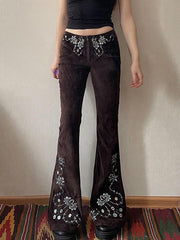 BXOXO - Vintage Embroidered Foldover Flared Jeans