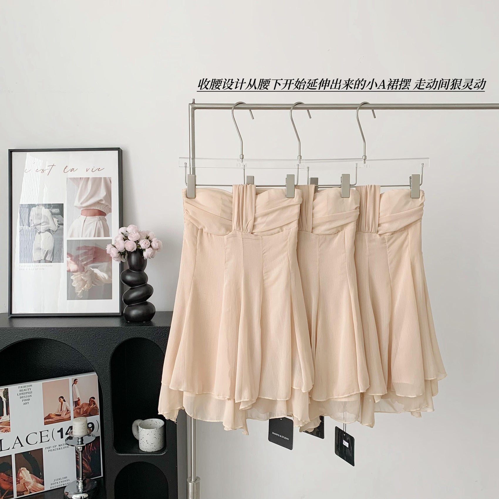 BXOXO - summer inspo Dresses For Women 2025 Skinny Waist Small A Skirt Open Back Off-the-shoulder Halter Neck Irregular Mini Dress
