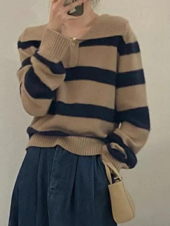 Vintage Stripe Sailor Collar Sweater