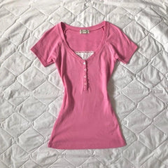 BXOXO Pink Kawaii Summer T shirt Women Clothing Sweet Cute Slim Aesthetic Lace 2000s Graphic Tees Shirts Korea Harajuku Girl Crop Tops