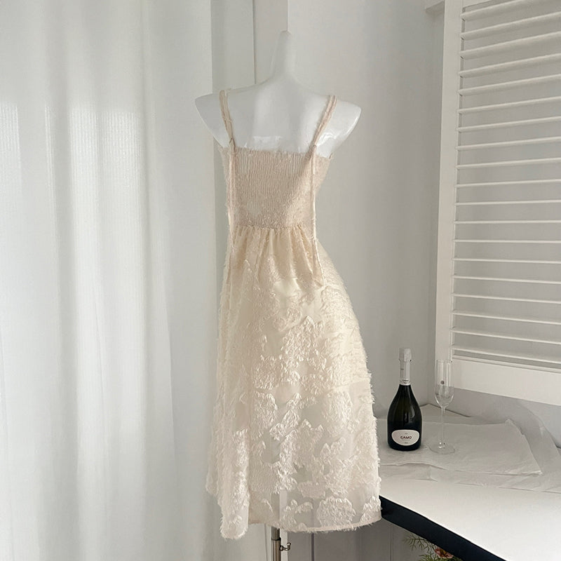 BXOXO - summer inspo French Style Jacquard Suspender Dress Women 2025 Summer Chic Design Dress Elegant Slimming Long Skirt Elegant Party Vestidos